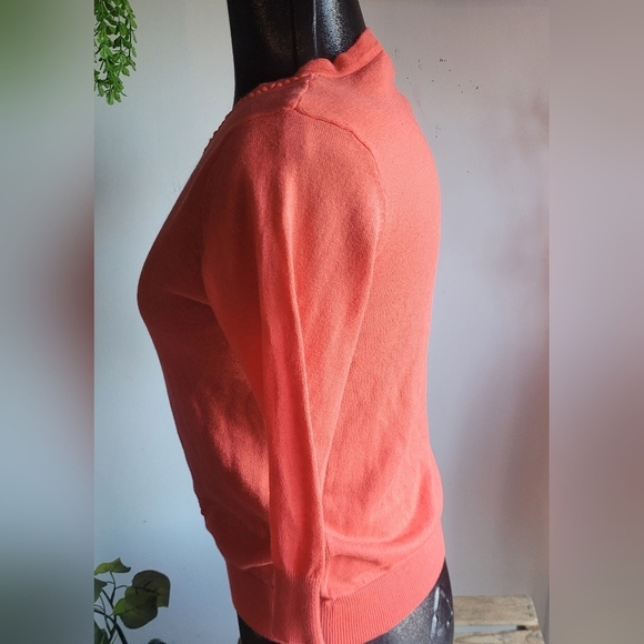 Merona Reddish Pink Cropped Sleeve Button Up Top M - Picture 5 of 7